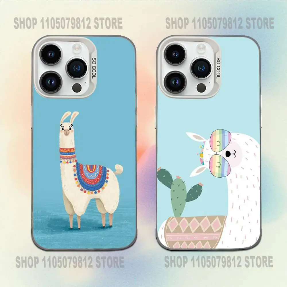 

Lama Llama Alpacas Soft Phone Case For iPhone 16,15,14,13,12,11,Mini,Pro,E,MAX White Candy Matte Shockproof Cover