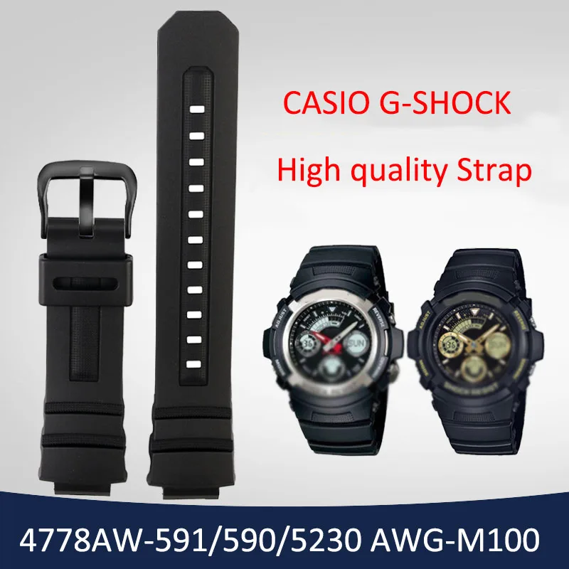 

16mm Replacement Bracelet Band Watch Accessories For Casio G-SHOCK AW-591 AW-590 AWG-M100 101 Men Sport Waterproof WatchStrap