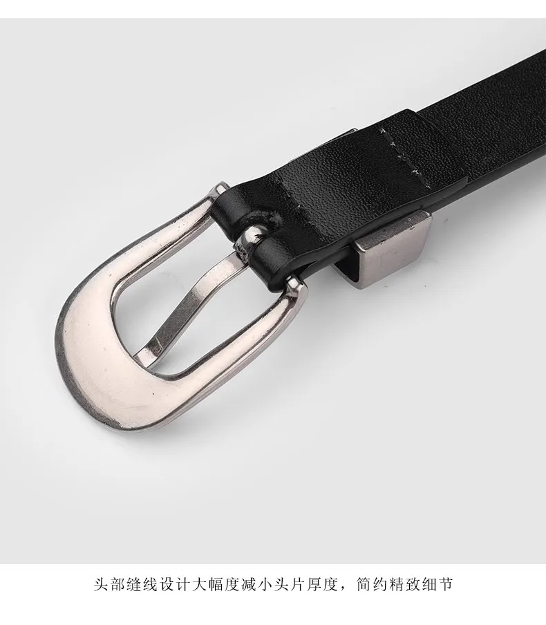 1.8cm Width Leather Belt for Women Zinc Alloy Silver Buckle Split Leather Casual Belt Genuine Leather Thin Belt Female Vintage