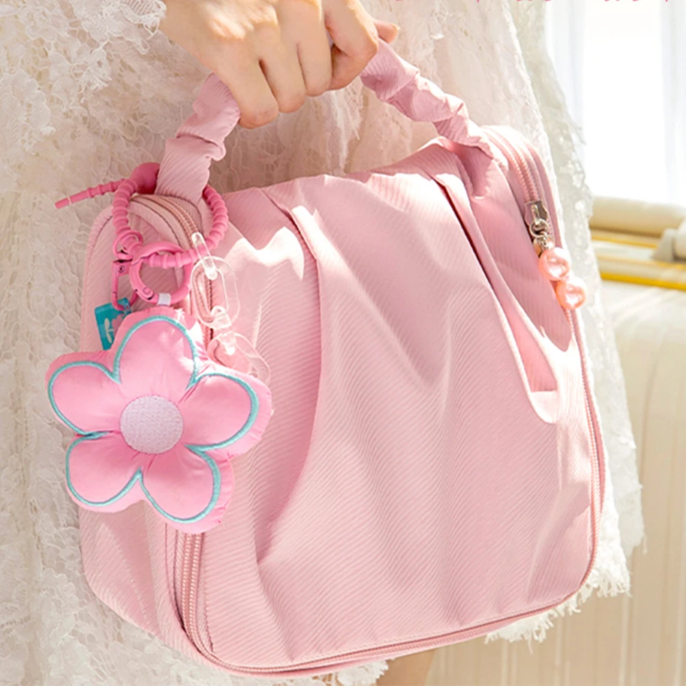 

Cute Cloud Cosmetic Bag Large Capacity Toiletry Bag Kawaii Pleated Flower Makeup Bags Folding Hanger Makeup Pouch Hand Bags Case