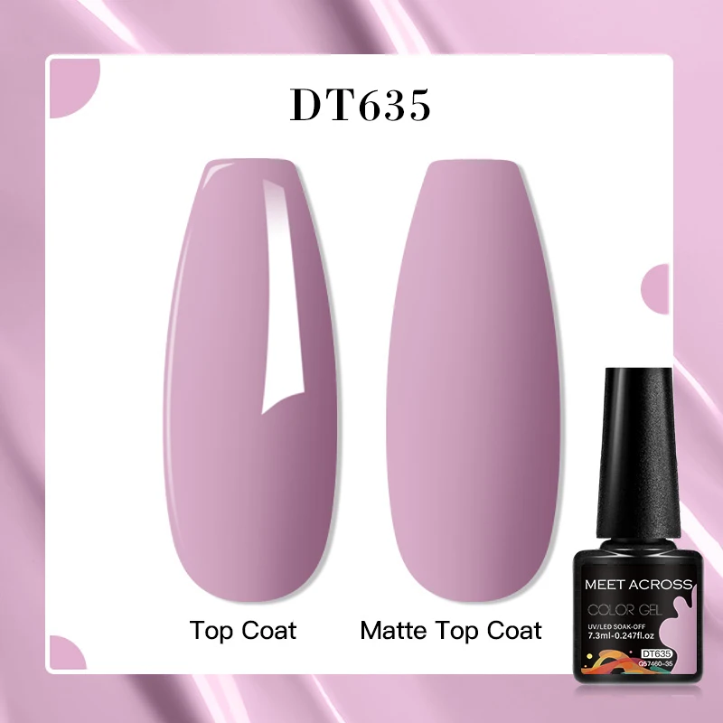 MEET ACROSS 7.3ml Nude Purple Gel Nail Polish Hybrid Ultra Pigmented Long Lasting Soak Off Gel Varnish for Nails Manicure Design