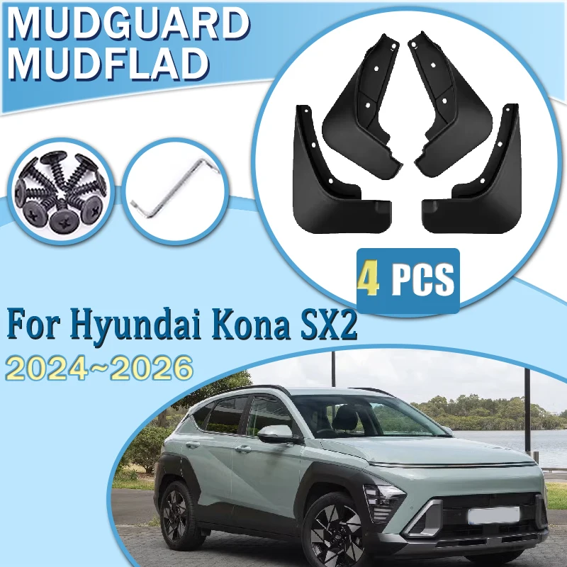 

Car Fenders for Hyundai Kona Kauai SX2 MK2 2024 2025 2026 Anti-splash Fender Front Rear Wheel Mudguard Splash Mudflaps Accessory