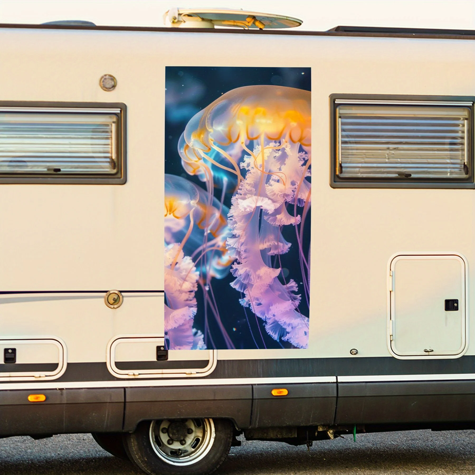 

Флуоресцентная автомобильная наклейка с медузой, виниловая наклейка для двери автомобиля дома на колесах, водонепроницаемые самоклеящиеся виниловые наклейки, украшение Protec