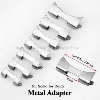 12/14/16/18/19/20/22/24mm Rvs Adapter voor Rolex voor Seiko Gebogen End Link Strap Connector Horlogeband Accessoires