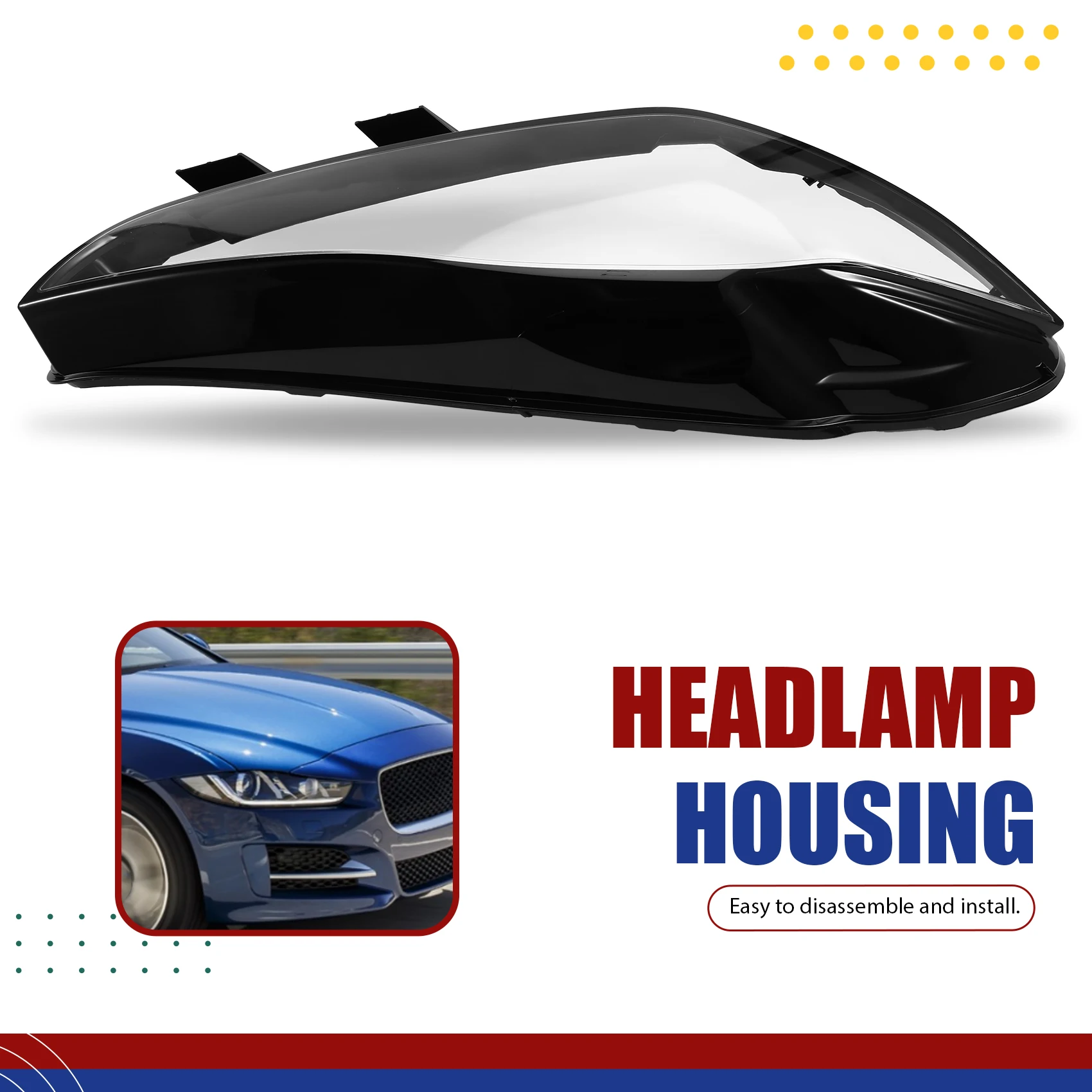 

Universall For Jaguar XE XEL 2015-2019 Lamp Shade Headlamp Shell Transparent Lampshade Headlight Cover