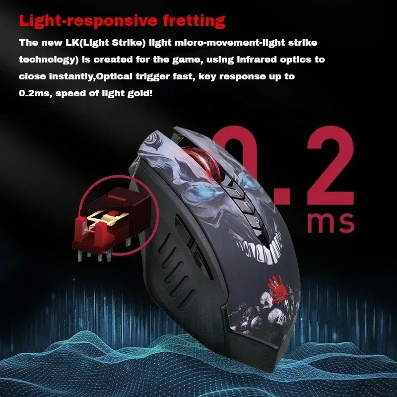A4TECH Bloody R80 Plus ماوس ألعاب لاسلكي يعمل بالبلوتوث 2.4 جيجا هرتز 150IPS ماوس ألعاب رياضي إلكتروني بصري صغير الحركة