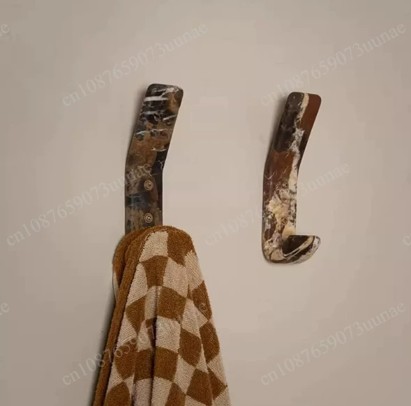 High-end light luxury decorative hook for entryway and bathroom, natural marble coat hook, length 18*width 3.8cm