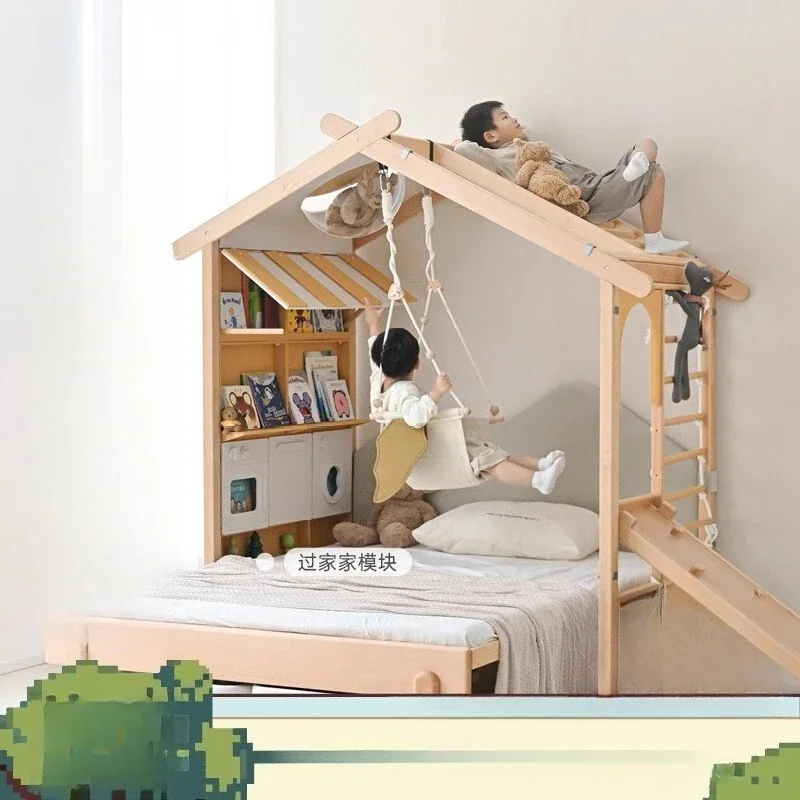 Solid wood children's bed, house bed telescopic bed baby pull-out bed