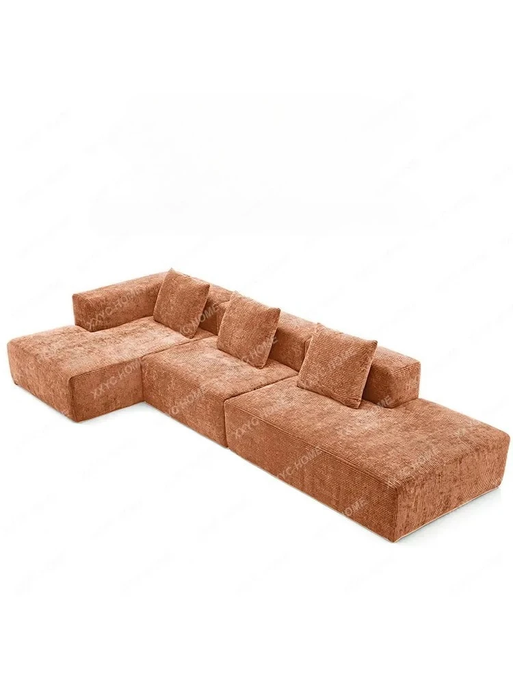 TT corduroy modular sofa combination lazy cream style tofu block full sponge compression living room fabric sofa