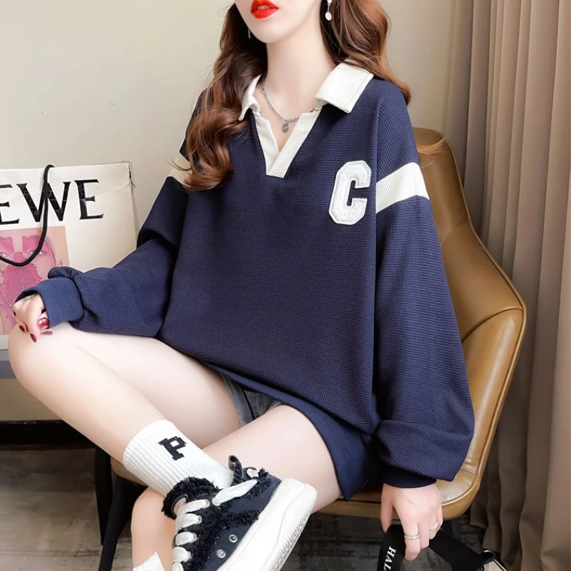 Sudaderas holgadas de manga larga para mujer, ropa Popular coreana estética de alta calidad, Jersey holgado para mujer, primavera y otoño