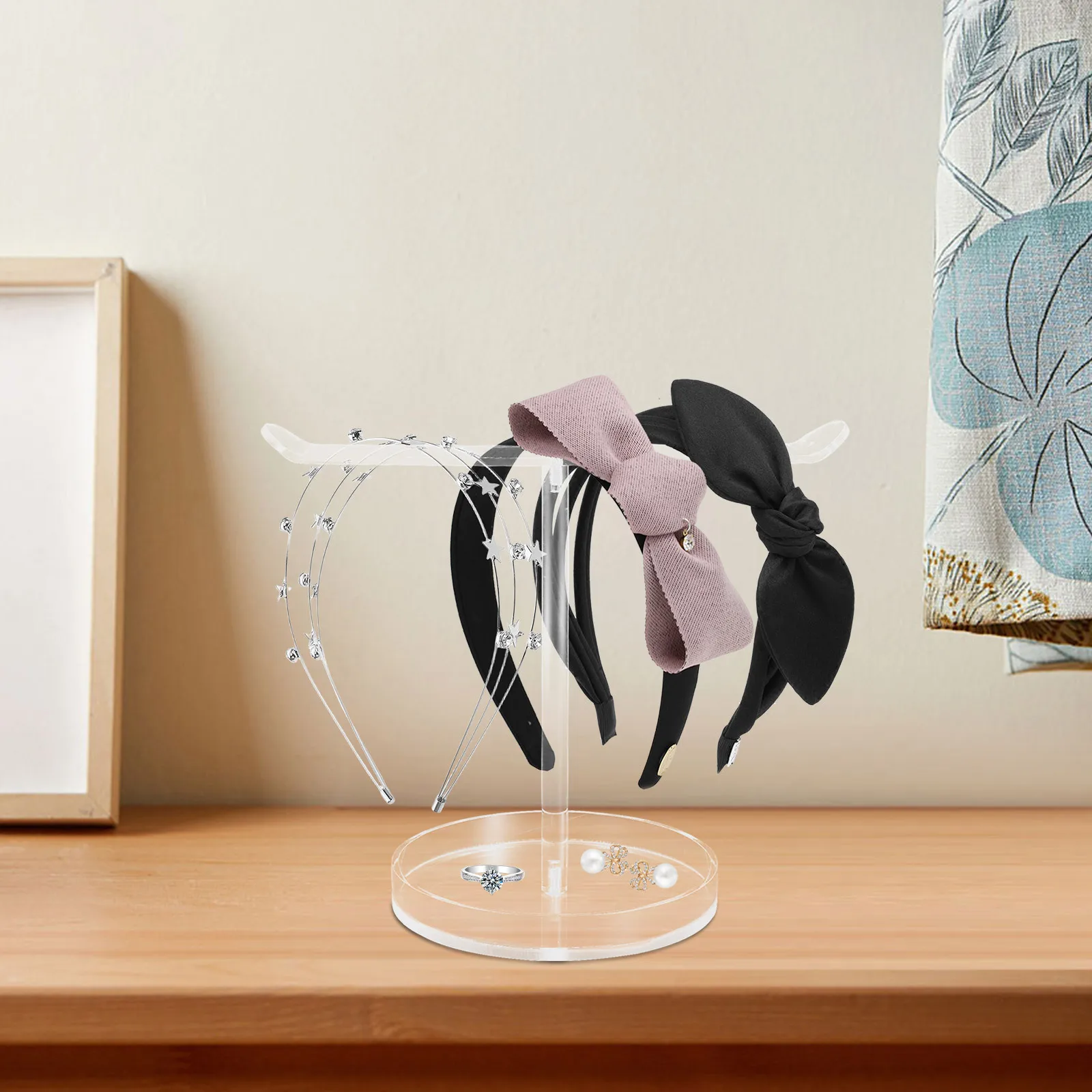 

Acrylic T-Stand Transparent Desktop Organizer for Jewelry Hair Accessories Earrings Bracelets Headband Display Rack Bedroom