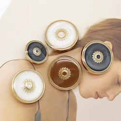 HENGC Retro Sun Flower Gold Metal Decorative Buttons For Clothing Vintage Coat Sweaters Jacket Sewing DIY Accessories Wholesale