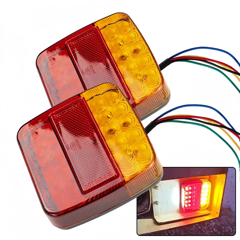 

2pcs 12V Rear Tail Lights Brake Stop Car Truck LED Rear Lights Rear Lamp Waterproof Tailight Warning Parts For Trailer Caravan