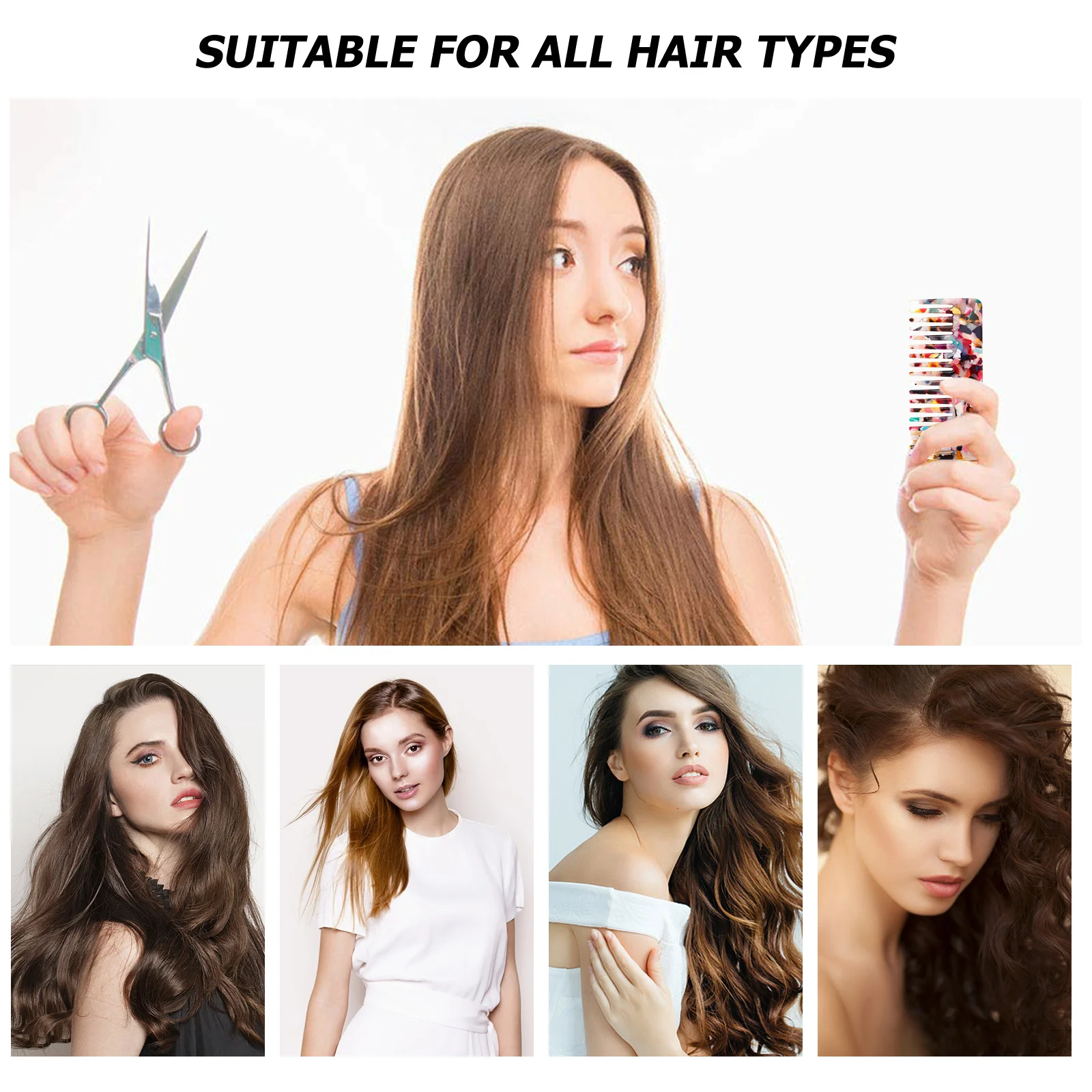 

1pc Anti Static Hair Wide Tooth Acetate Detangling Comb For Women Portable Size Smooth Polished Teeth Hair Care Combs Wide