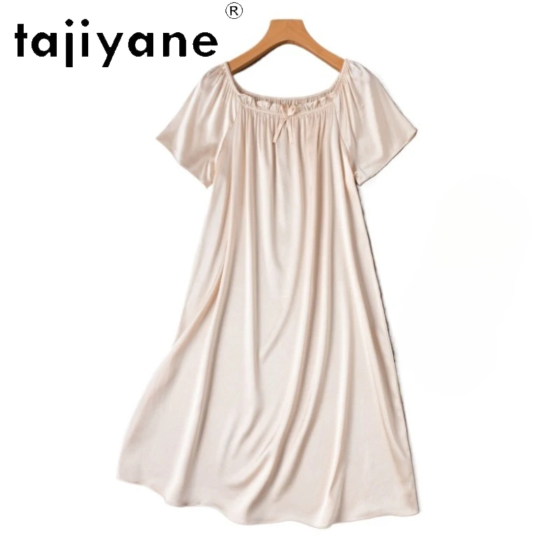 

TAJIYANE 21MM 92% Real Mulberry Silk Night Dress Woman Short Nightgowns Dresses Summer Silk Sleepwear Women Clothing 2026 пижама