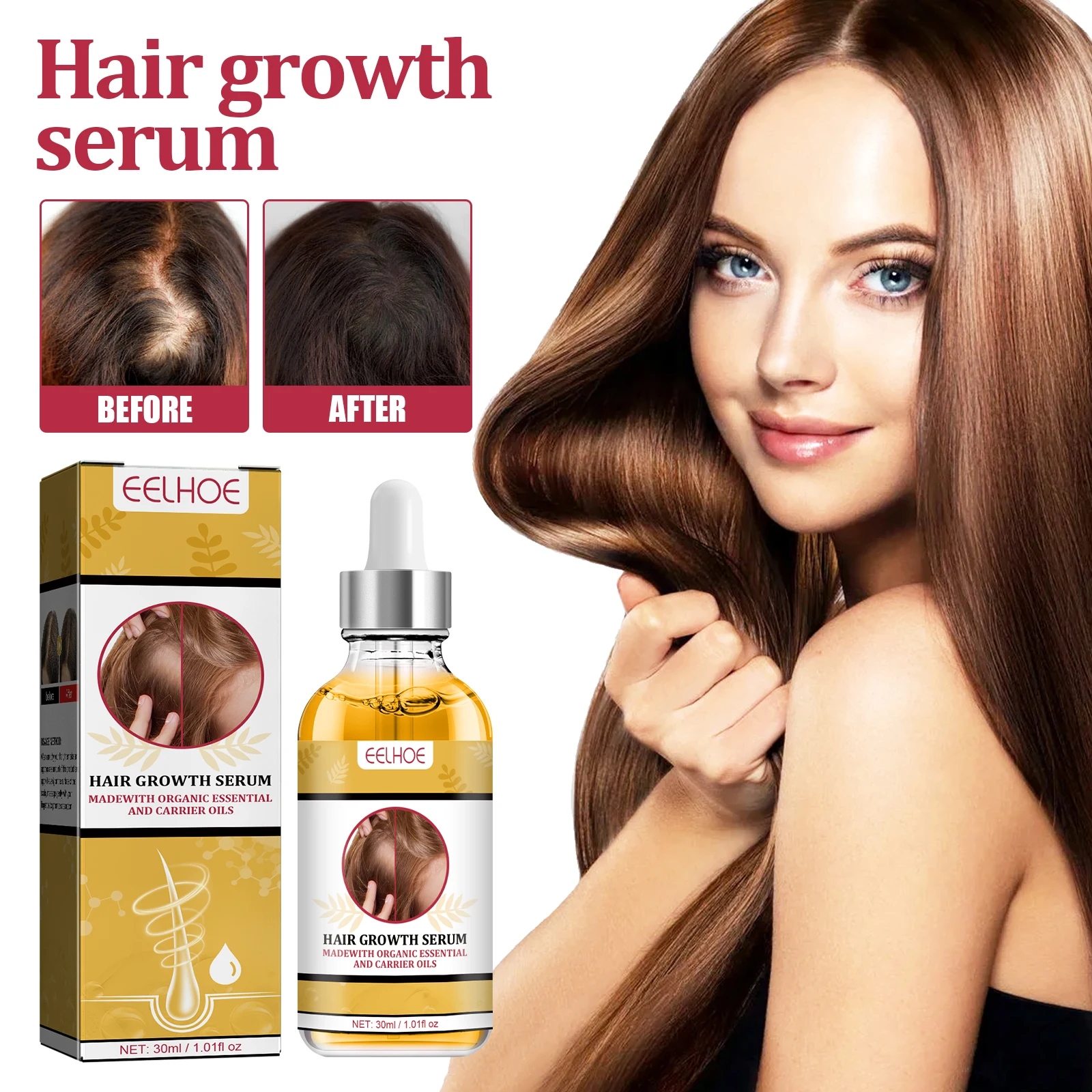 2024 Biotin Fast Hair Growth Oil Hair Regrowth Serum Hair Thinning Treatment Growth Liquid Anti-Hair Loss for Women and Men