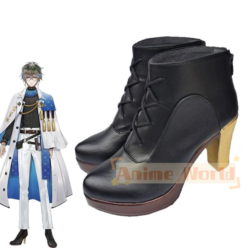 Virtual YouTuber Nijisanji Luxiem Ike Eveland Black Cosplay Shoes Halloween Carnival Boots Custom Made