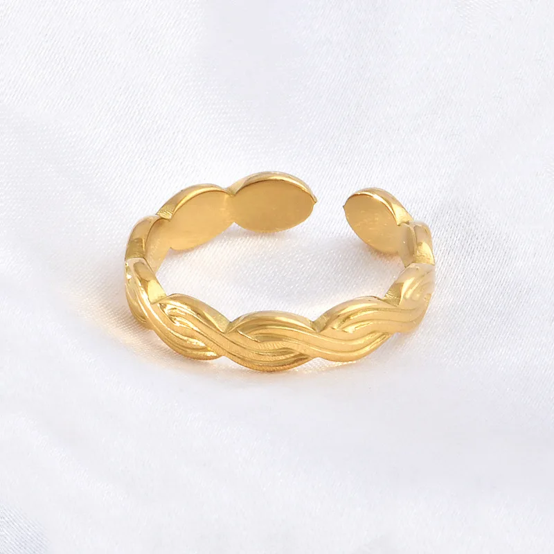 Unique Korean Style Ins Simple Ultra-Fine Twist Ring Non-Fading Joint Ring Titanium Steel Plated 18K Gold Versatile Ring