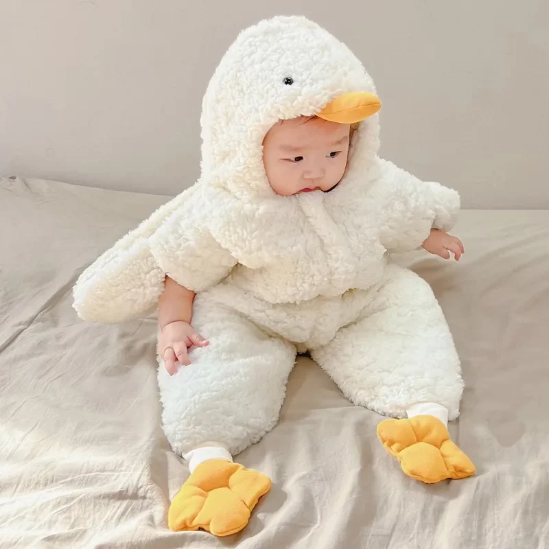 Umorden Baby Winter Wearable Swaddling Blankets Infant Sleep Sack Bag White Goose Costume Romper Outwear Warm Fleece