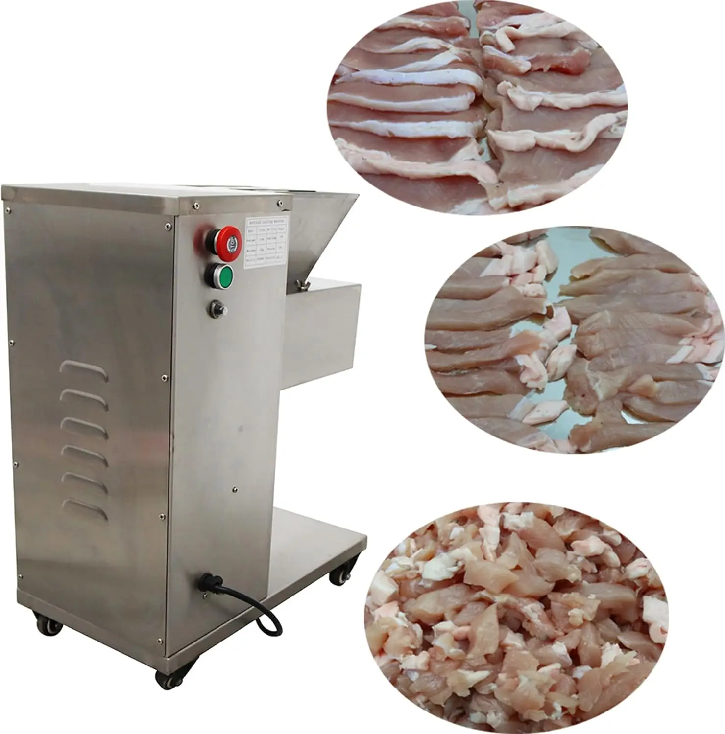 Cortadora de carne comercial, cortadora de carne de acero inoxidable con capacidad de 400 KG/H, con hoja de 6mm para carne de cerdo, cordero y pepinillos