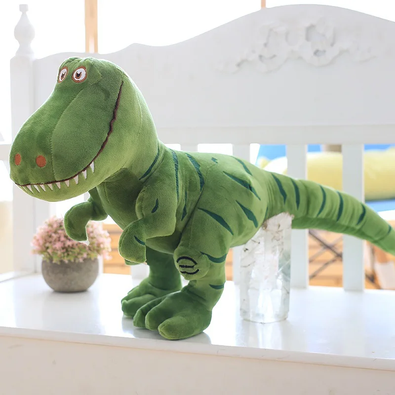 Regalo de cumpleaños de juguete de peluche de dinosaurio verde y gris para niños