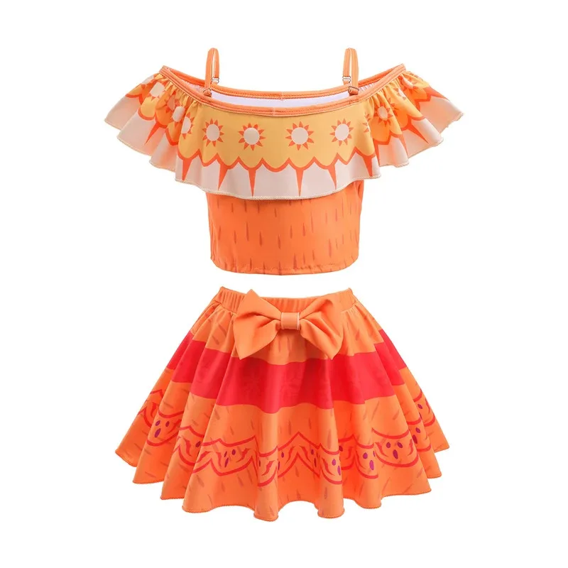 Encanto Princess Mirabel Isabella Swimsuit Set Girl Summer Beachwear Pool Party Kids Bikini Fancy Flower Swimwear Bathing Suit