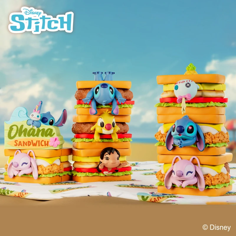 Genuine Disney Stitch Lilo Pelekai Sandwich Folding Series Figure Cartoon Doll Model Collection Decoration Toys For Girl Gifts