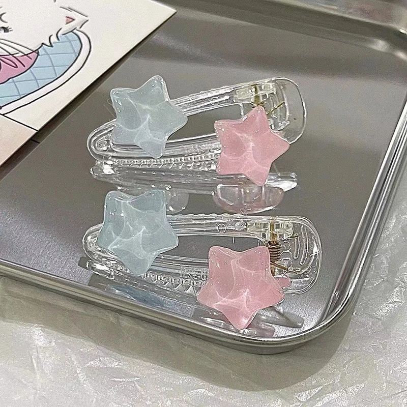 

Cute Pink Blue Star Pentagram Hair Clip Student Girls Sweet Charm Lovely Hairpin Aesthetics Y2k Hair Accessories For Women
