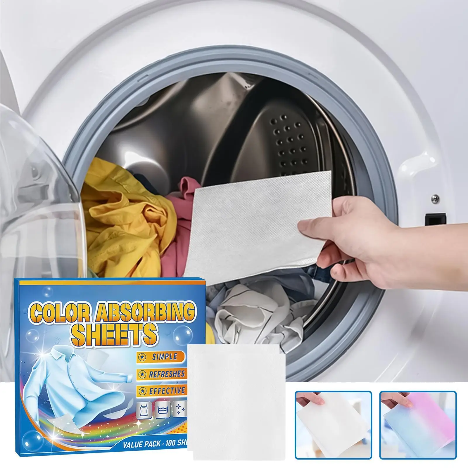 

100pcs Laundry Color Absorbing Paper Anti-dyeing Laundry Tablets For Washing Machine Clean Clothes Color Catcher Sheets