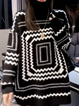 High Necked Knitted Sweater 2024 Winter New Temperament Elegant Versatile Warmth Long Sleeved Sweater for Women Commuting WLF777 5