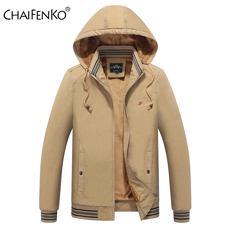 Winter Fleece Detachable Hat Men Jacket Outdoors Thicken Keep Warm Windproof Coat New Fashion Casual Solid Versatile Parka Men