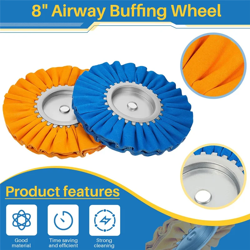 ABBN-6Pcs 8-дюймовый шлифовальный круг для воздушной дороги, комплект для полировки алюминиевых колес, безопасный фланец диаметром 5/8 дюйма, оправка для угловой шлифовальной машины