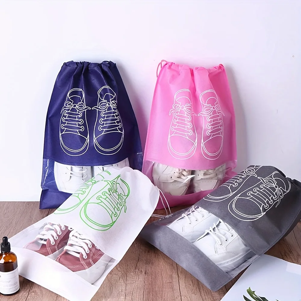 15Pcs Premium Non-Woven Shoes  Organizer Bags - Dustproof, Portable, Drawstring Design with Easy Carrying Handle - Travel and Cl