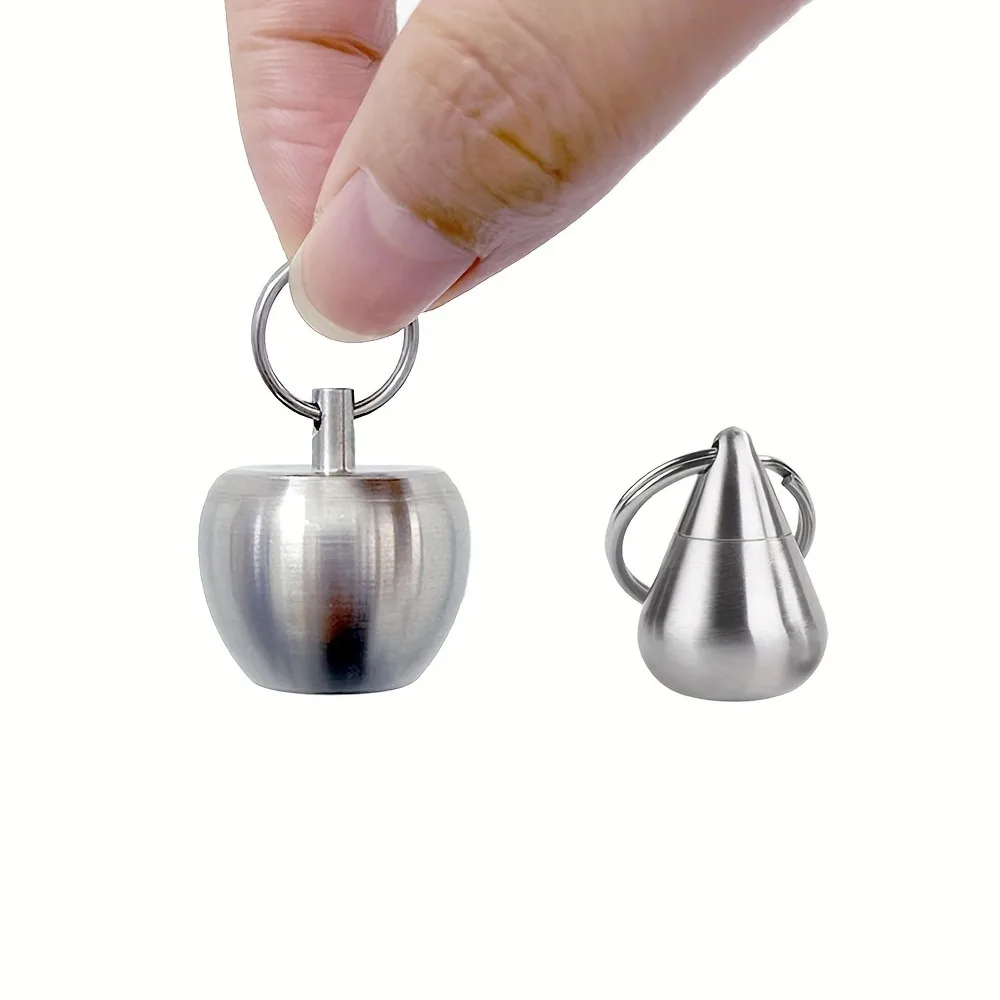 

Mini 304 Stainless Steel Waterdrop Pill Box Keychain Portable Storage Case Outdoor Travel Decor