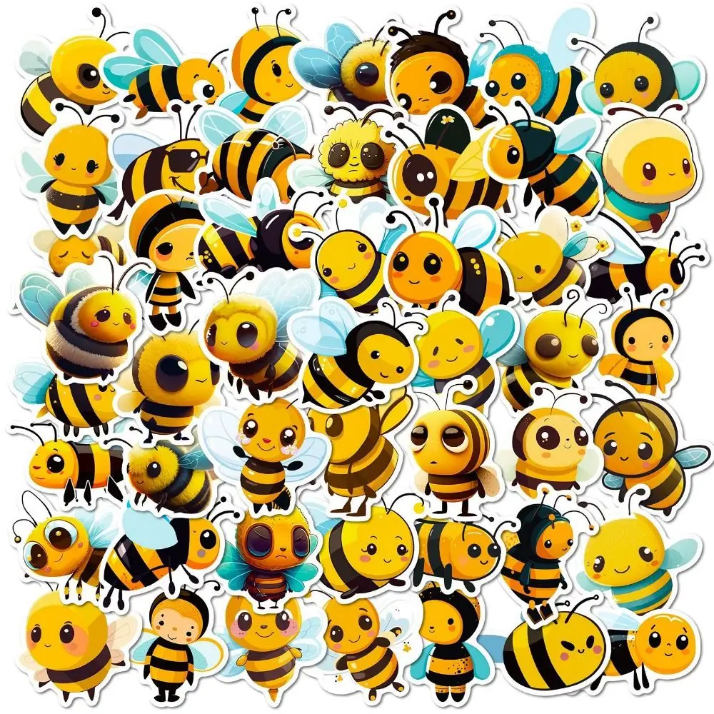 50PCS Little Bee ผึ้งน้อยสติกเกอร์สัตว์การ์ตูนการ์ตูน Bee สติกเกอร์ PVC ความงาม Little Bee PVC สติกเกอร์ Bee เทศกาล