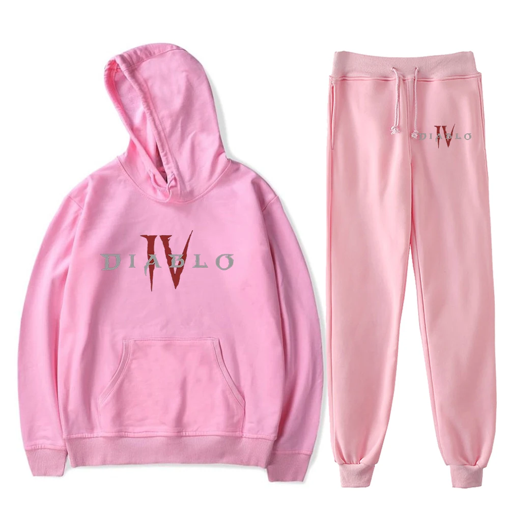 Diablo IV Core Logo felpa con cappuccio pantaloni Jogger Set di due pezzi felpe + pantaloni della tuta 2023 nuovo gioco Harajuku abbigliamento donna uomo Set