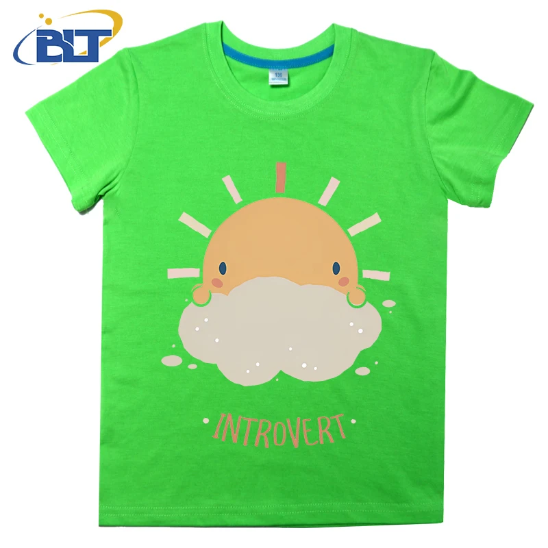 Camiseta con estampado de sol Introverting para niños y niñas, tops casuales de manga corta de algodón, Verano