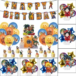 Hot Cartoon Dragon Ball wukong Birthday Party Supply Disposable Banner Cake Topper Hanging Flag Balloons Set Birthday Decoration