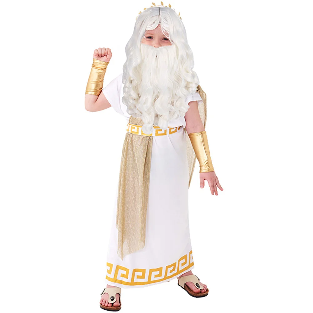 

Kids Halloween Cosplay Ancient Greek Mythology Zeus Roman Warriors Costume Carnival Party Boy Fancy Dress Up