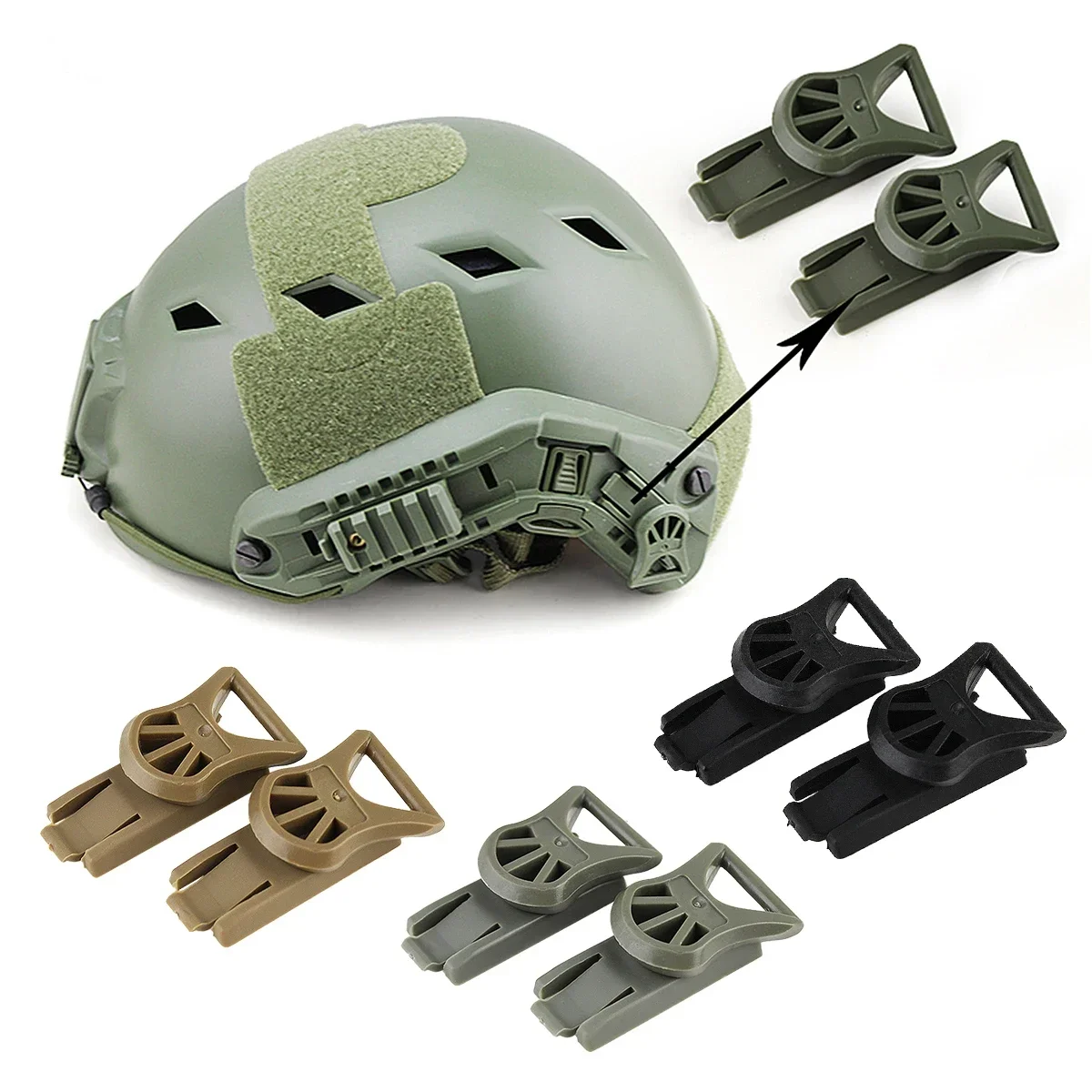 Tactical NVG Rotating Clamp Helmet Rail Adapters Universal Nylon Fast Goggles Rail Swivel Clips Set Adapter Helmet Accessories
