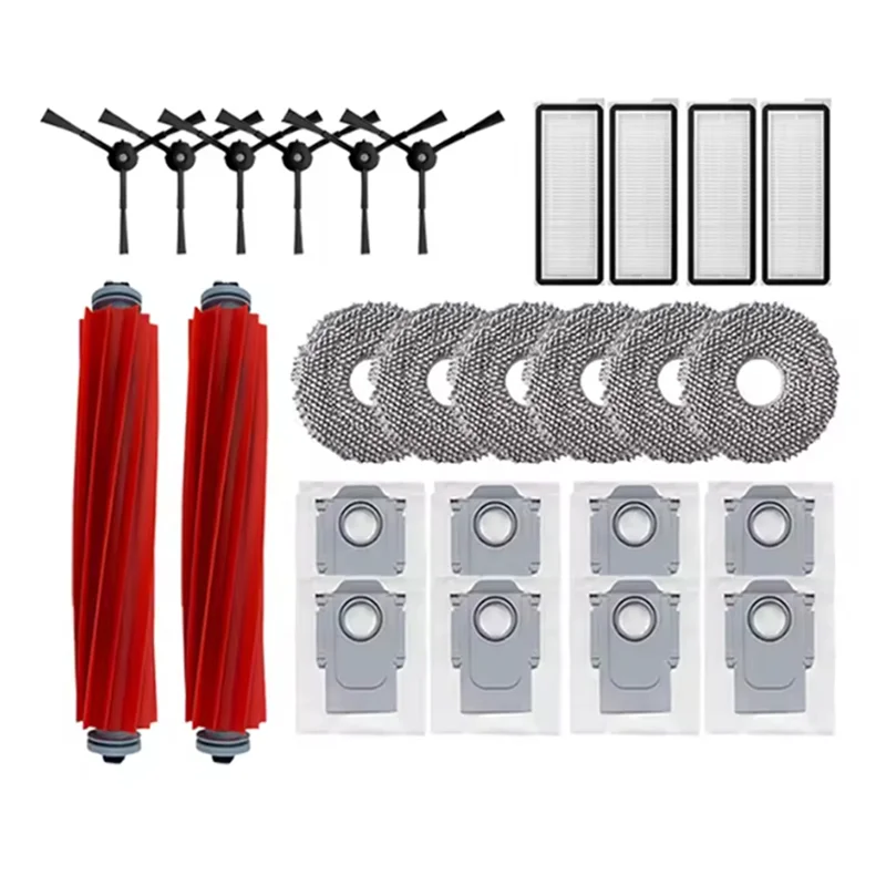 【قسيمة مستخدم جديدة!】26 قطعة لـ Roborock Q Revo Maxv/Q Revo S/Q Revo Pro مجموعة ملحقات فرشاة جانبية رئيسية كيس غبار فلتر Hepa ممسحة Cl