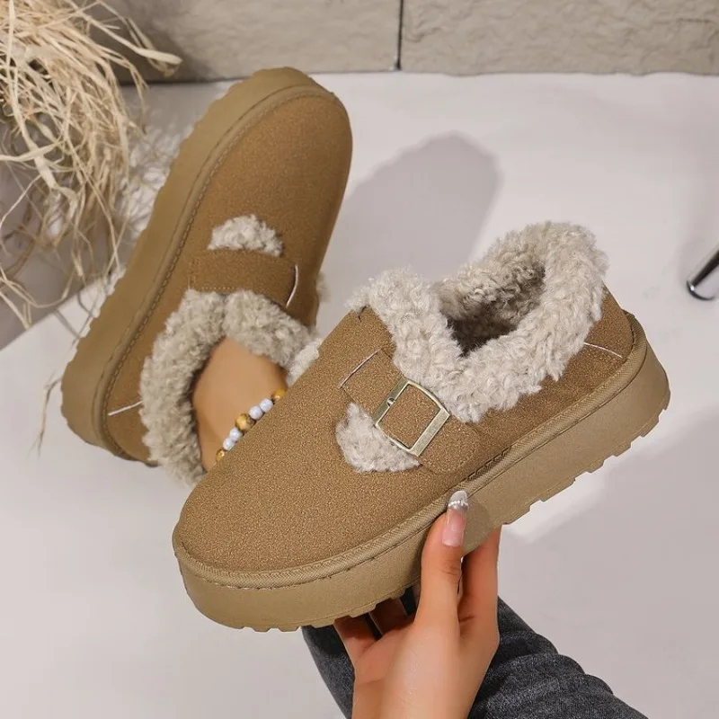2025 Winter Women Boots Flat Sole Platform Slippers Plush Fashion Retro Cotton Shoes Women Trend Luxury Comfortable Ankle Boots