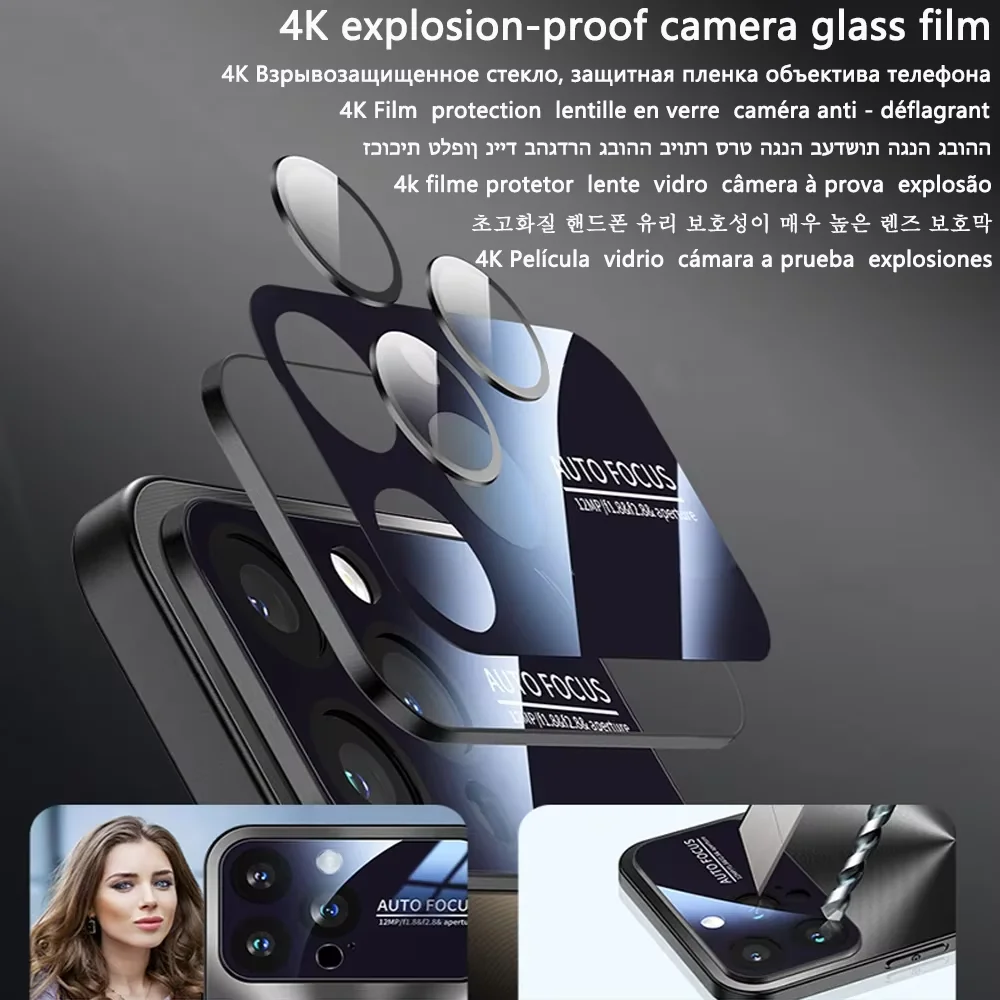 غطاء معدني فاخر لهاتف أبل حافظة نوافذ كبيرة آيفون 15 14 كفرات جوال Plus 11 12 13 Pro Max Cd ليزر إطار من السيليكون الناعم حامي الكاميرا #3