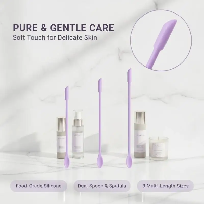 3pcs Silicone Spatula Set Double Head Tiny Scraper For Thin Lotion Bottles Cosmetic Kitchen Tools