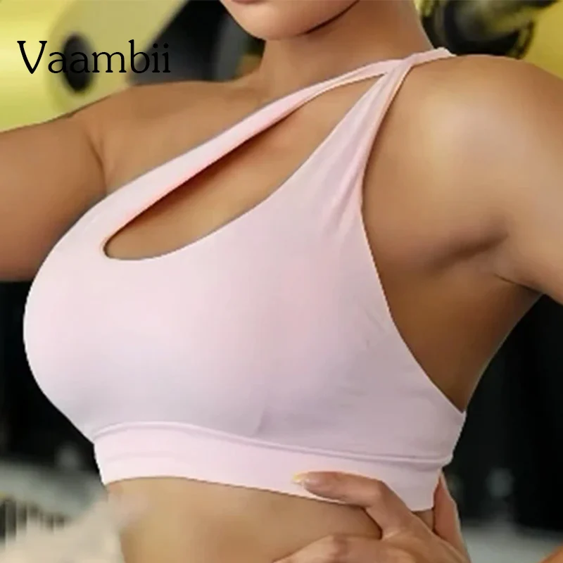 

Impact Backless Gym Crop Top Seamless Workout Bras Fitness Single Strap Yoga Tops Asymmetric Sports Bra Women Padded Yoga Bra