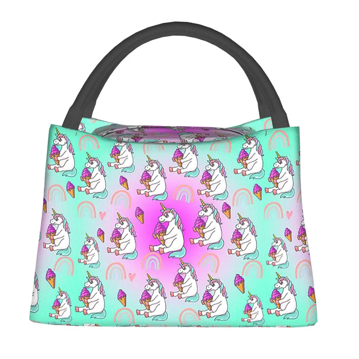 Ice Cream Unicorn Lunch Bags Insulated Bento Box Portable Lunch Tote Picnic Bags Cooler Thermal Bag for Woman Children Travel