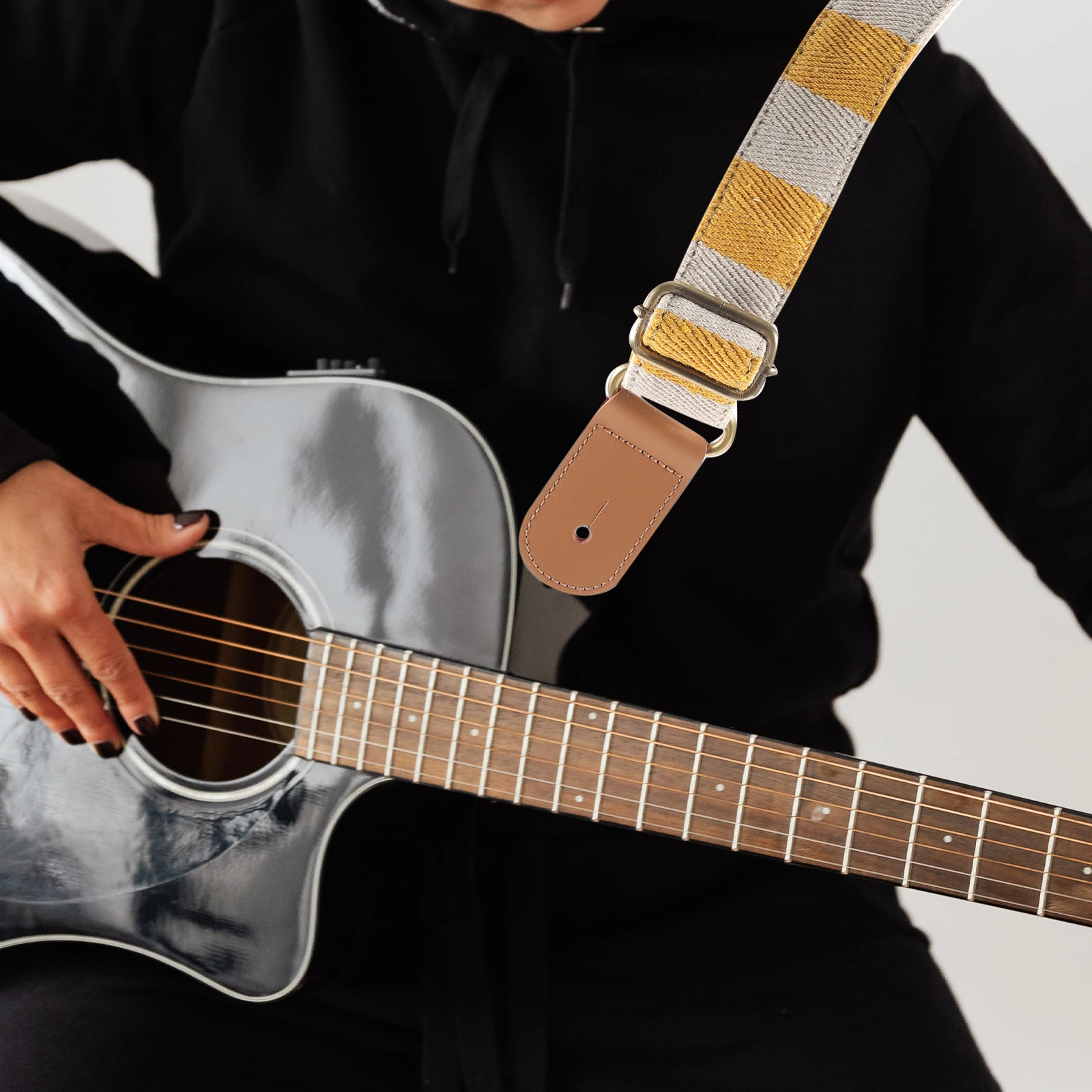 

Adjustable Cotton Ukulele Strap Durable Anti-Wear Guitar Belt Stripe Style For Electric Folk Classical Guitar Replacement