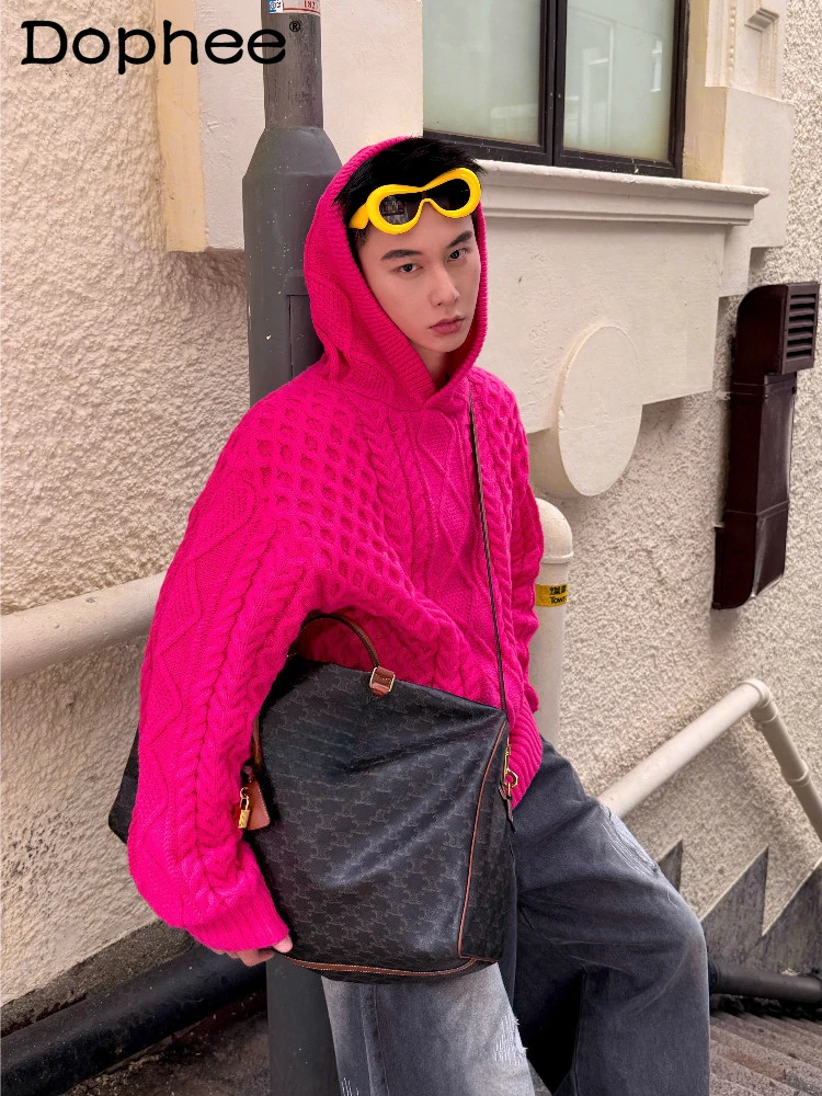 موضة البلوزات الرجال 2025 الخريف جديد أنيق متعدد الاستخدامات بسيط ريترو قناع السترة تريكو الذكور وسيم هوديس محبوك القمم #1