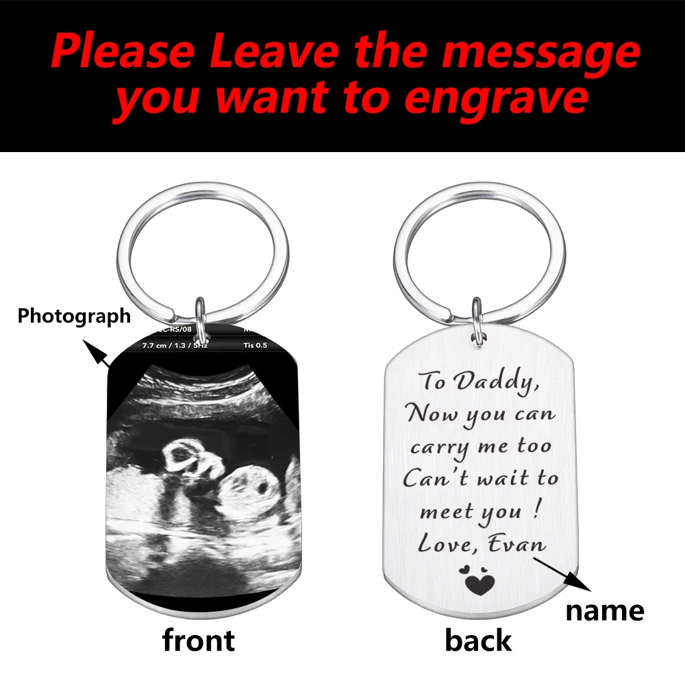 Custom New Daddy Keychain Personalized Fathers Day Gift for Expecting Dad Ultrasound Keychains Pregnancy Gifts for Husband