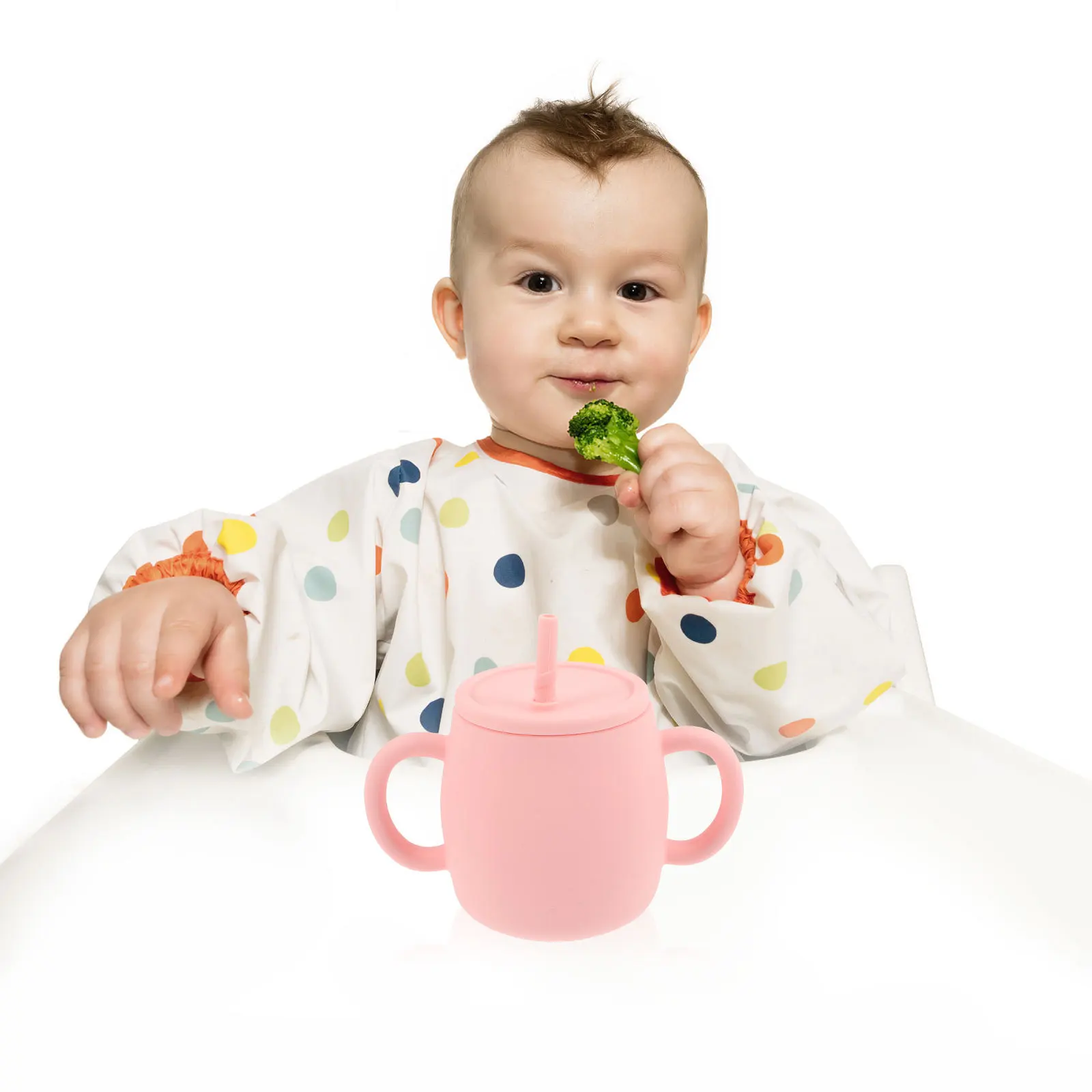 

Silicone Training Cup Baby Straw Cup 280ml Toddler Cups Straws Easy Grip H Pink Sport Water Bottle Straw Lid